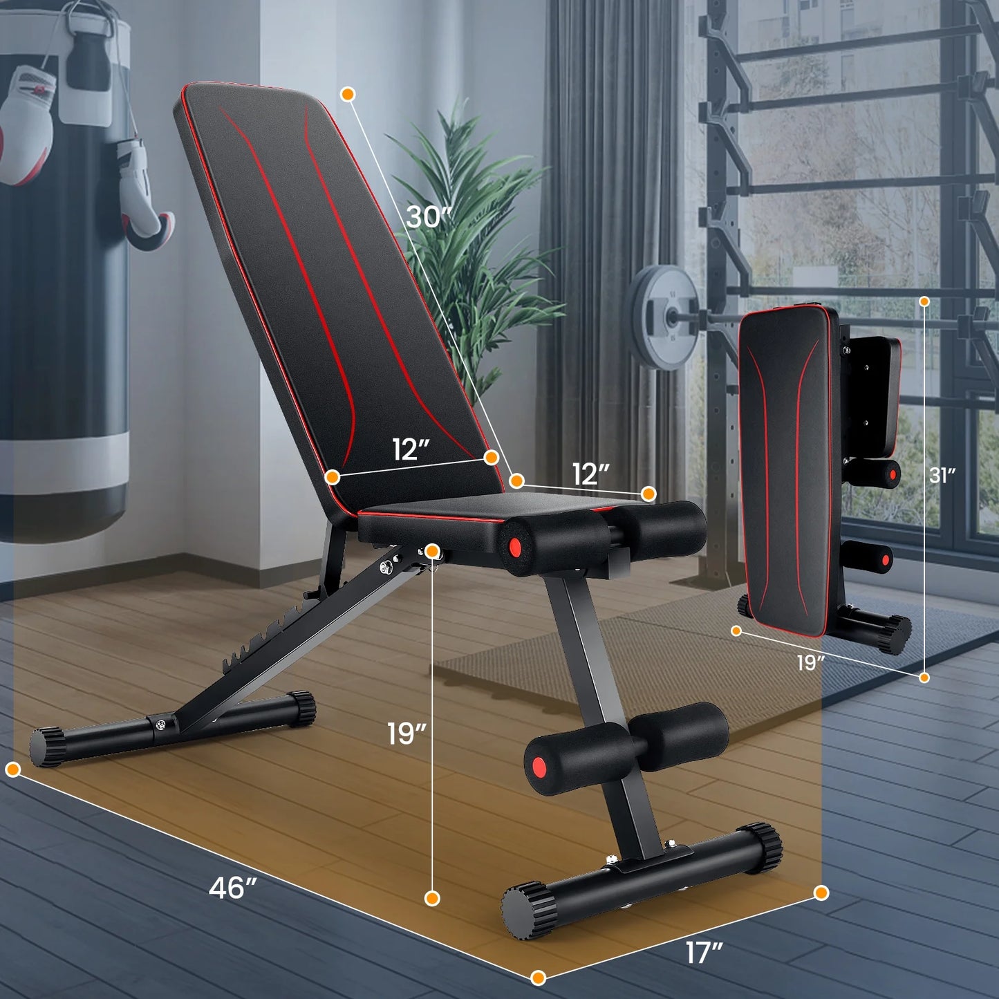 660LBS Foldable Weight Bench for Home Gym, Workout Bench Press with Fast 8 Adjustable Backrests, Incline/Flat/Decline Bench for Full Body Workout Strength Training Dumbbell Exercise