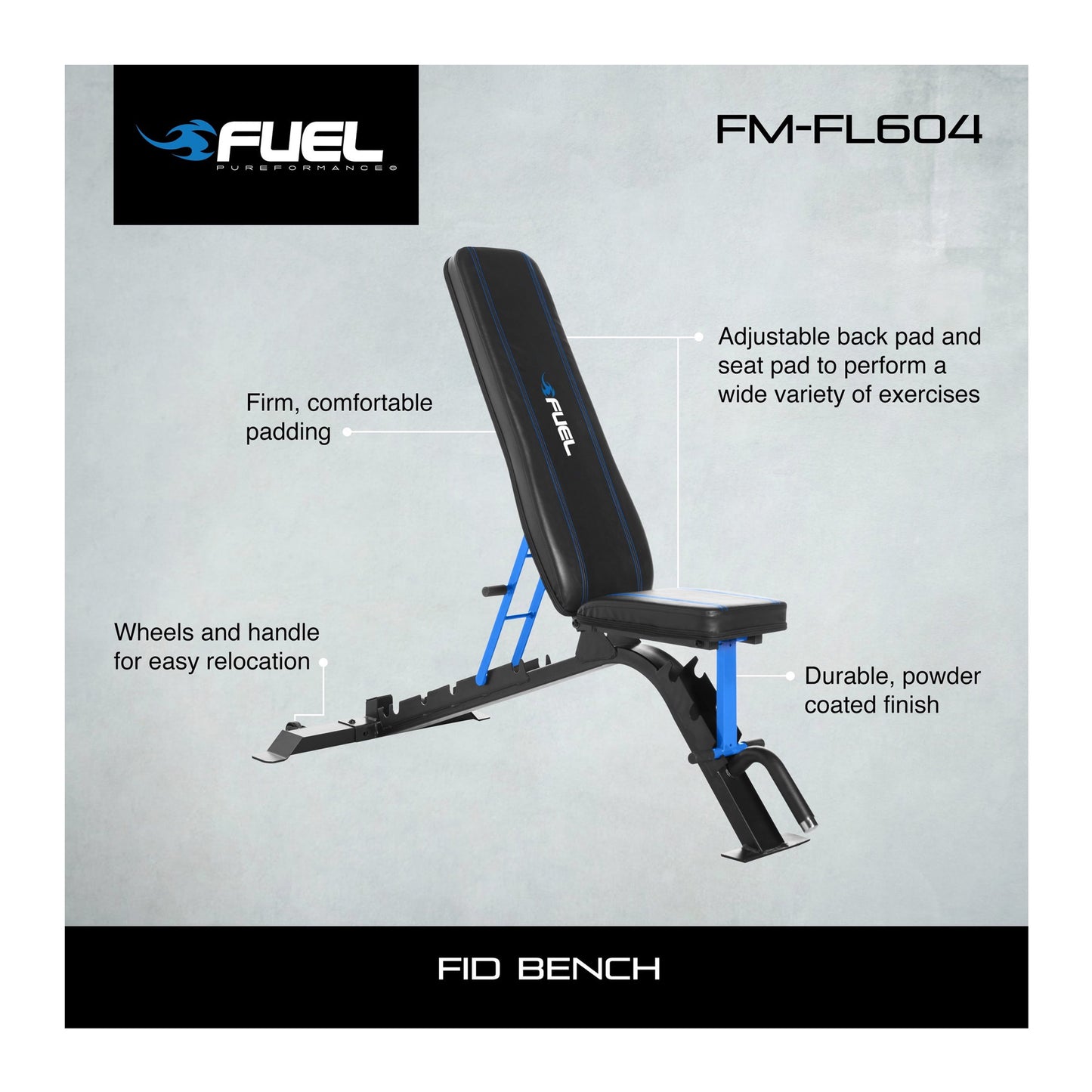 Adjustable FID (Flat Incline Decline) Weight Bench, 500Lb Capacity
