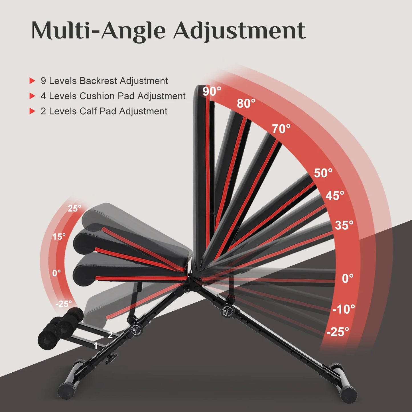 9 Positions Adjustable Weight Bench, Support up to 795Lbs, Foldable Weight Bench for Full Body, Home Gym Fitness Strength Training, Black