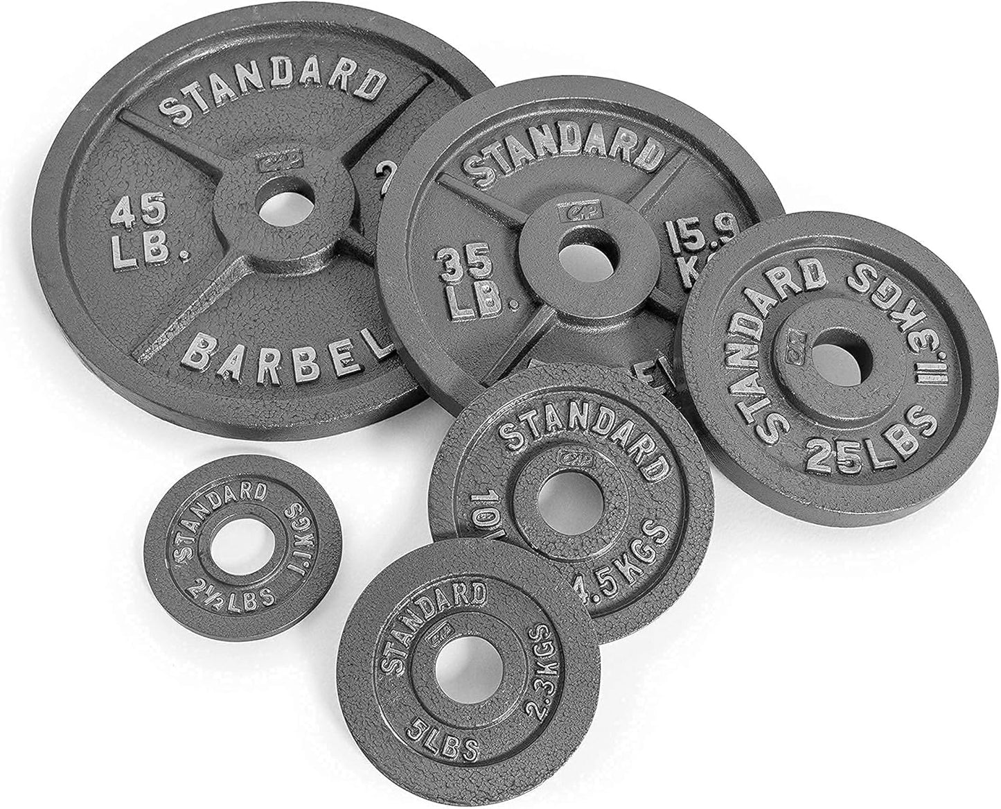 Traditional/Classic 2-Inch Hole Solid Cast Iron Olympic Barbell Weight Plates - Great for Strength Training, Weightlifting, Bodybuilding & Powerlifting, Multiple Choices Available