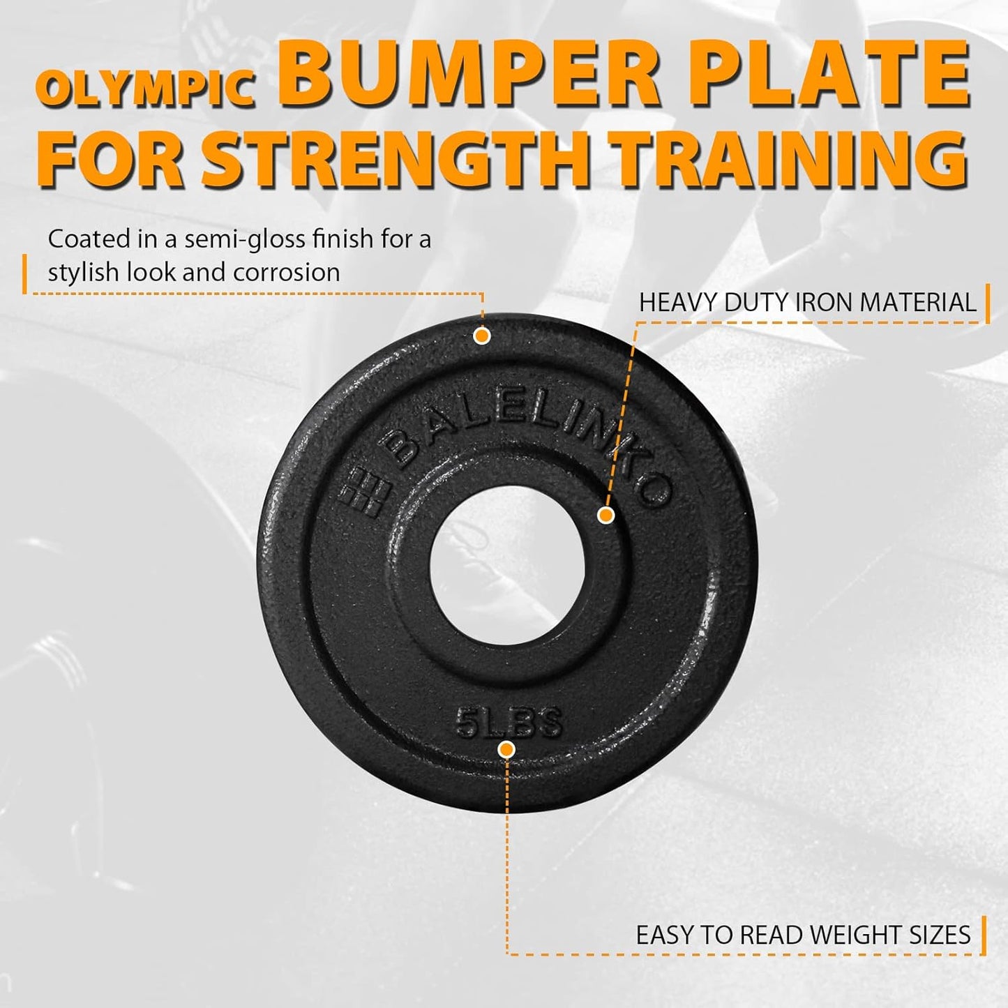 2-Inch Olympic Grip Plate Cast Iron Weight Plate for Strength Training, Weightlifting and Crossfit, Sold in Single or Pair - 2.5LB-45LB