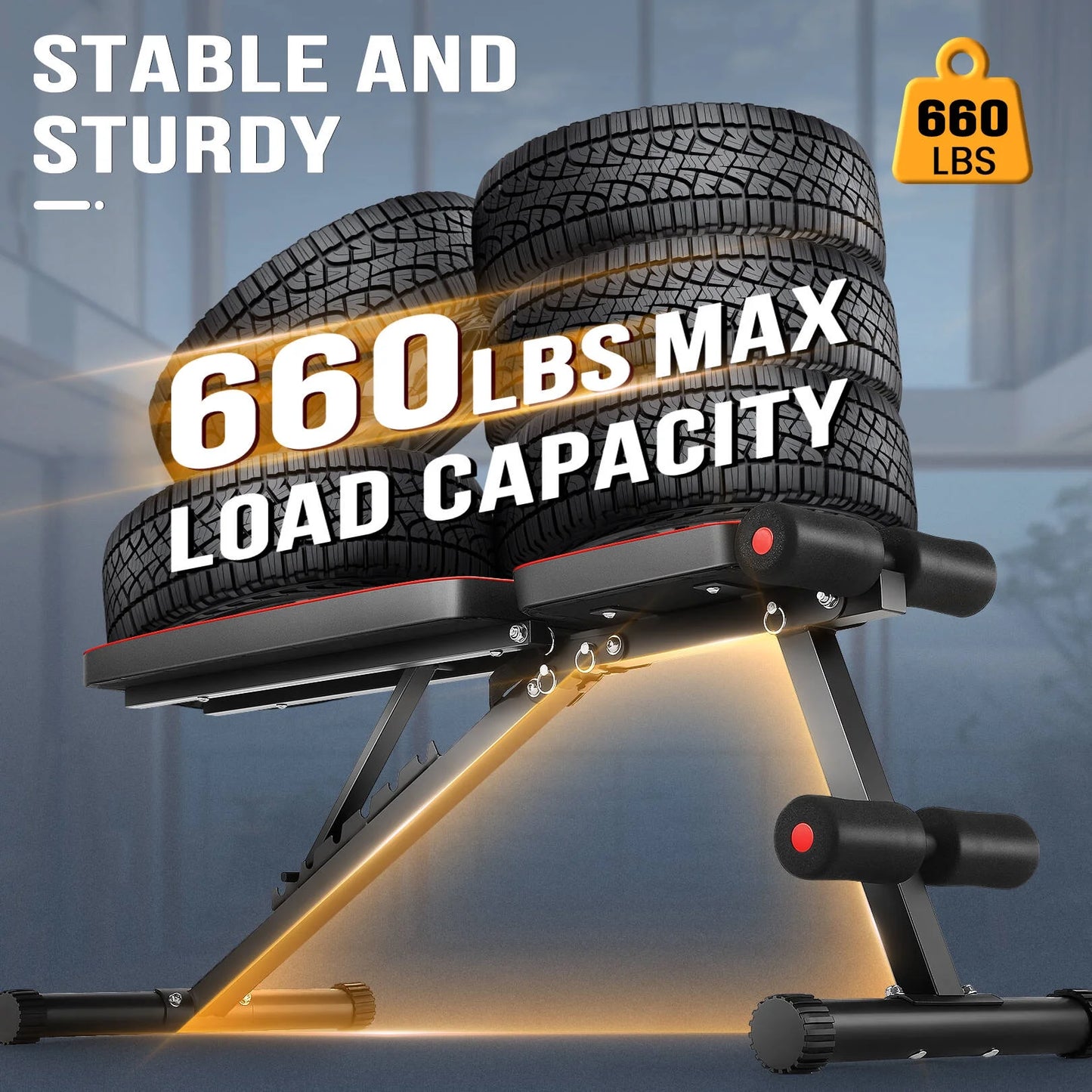 660LBS Foldable Weight Bench for Home Gym, Workout Bench Press with Fast 8 Adjustable Backrests, Incline/Flat/Decline Bench for Full Body Workout Strength Training Dumbbell Exercise