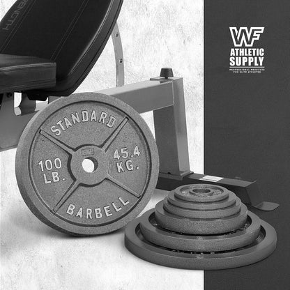 Traditional/Classic 2-Inch Hole Solid Cast Iron Olympic Barbell Weight Plates - Great for Strength Training, Weightlifting, Bodybuilding & Powerlifting, Multiple Choices Available