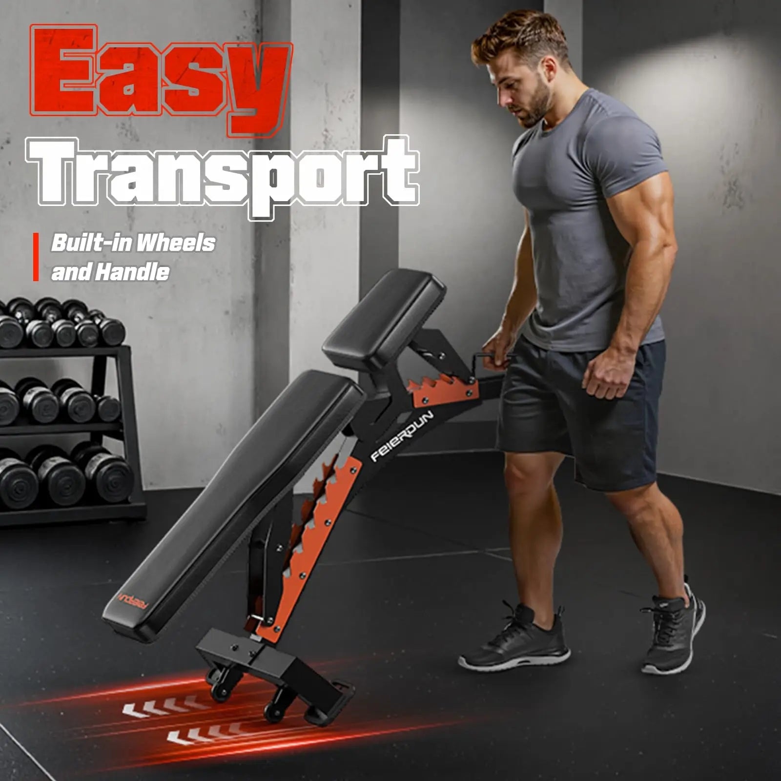 Heavy-Duty 9 Positions Adjustable Weight Bench Workout Bench with Extended Rear Support for Home Gym Full Body Strength Training,Support up to 1300Lbs