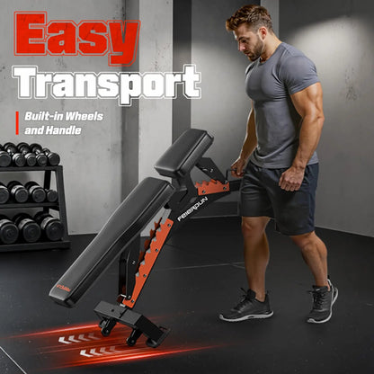 Heavy-Duty 9 Positions Adjustable Weight Bench Workout Bench with Extended Rear Support for Home Gym Full Body Strength Training,Support up to 1300Lbs