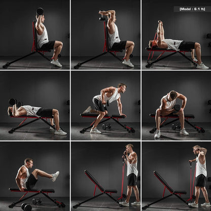 Adjustable Weight Bench, Folding Weight Lifting Bench, Workout Bench for Home, Incline/Decline Bench for Full Body Workout