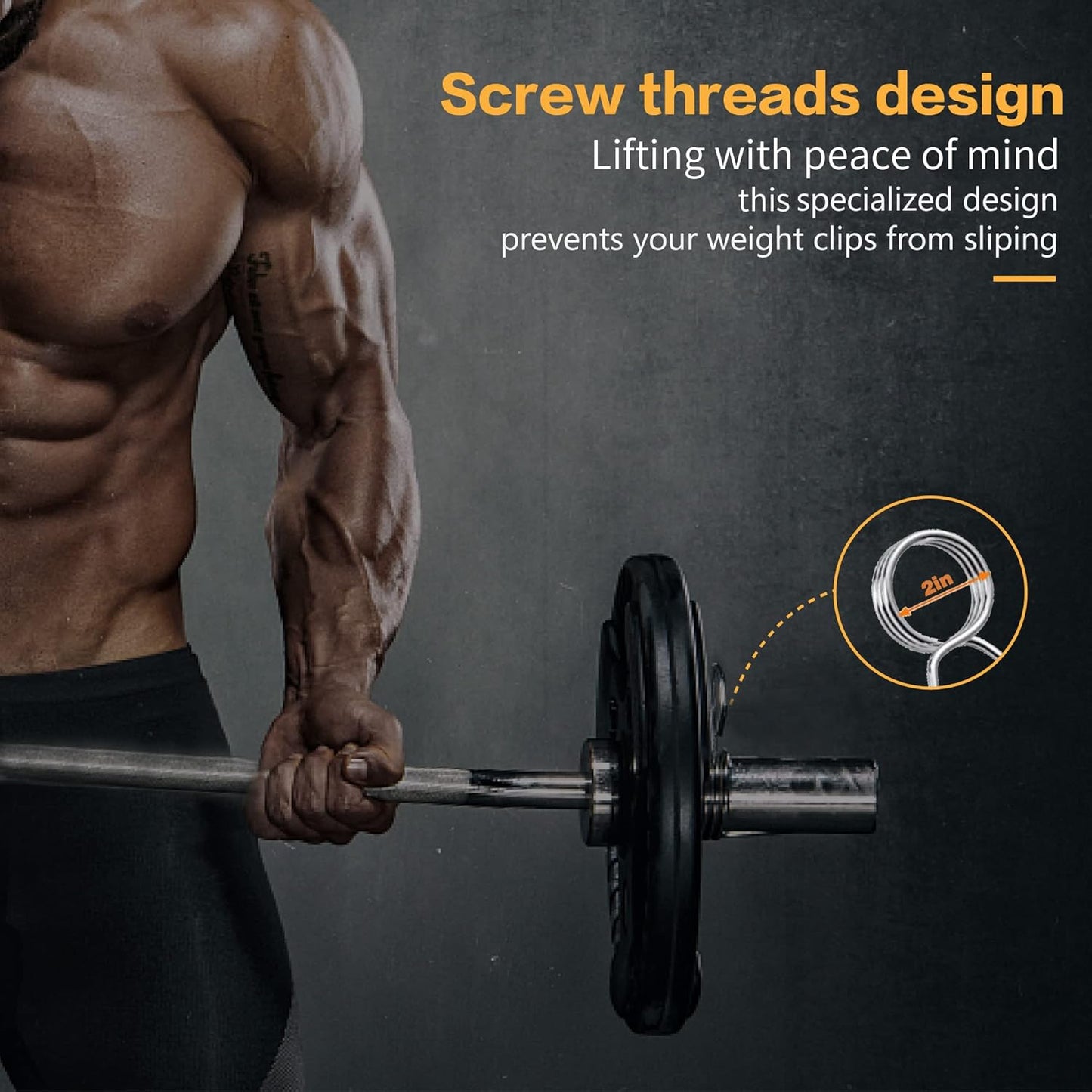 Barbell Bar for 2" Olympic Plates, Home Gym Weightlifting Bar 4Ft Solid Chrome Weight Bar 5Ft Fitness Training Curl Barbell 7.2Ft