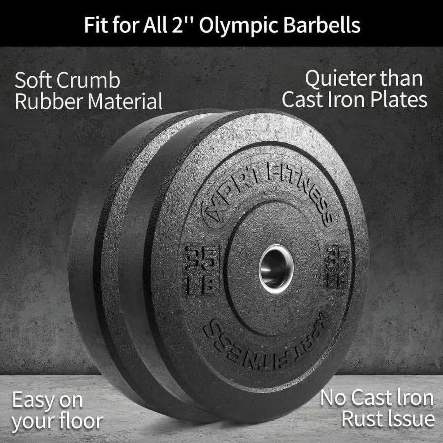 Olympic Crumb Rubber Bumper Weight Lifting Plate for Cross Training, Olympic Lifting, Powerlifting, Strength & Conditioning, Fits 2 In. Diameter Barbell - 35 Lb. Single