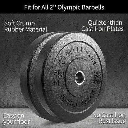 Olympic Crumb Rubber Bumper Weight Lifting Plate for Cross Training, Olympic Lifting, Powerlifting, Strength & Conditioning, Fits 2 In. Diameter Barbell - 35 Lb. Single