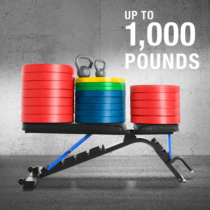 Adjustable FID (Flat Incline Decline) Weight Bench, 500Lb Capacity