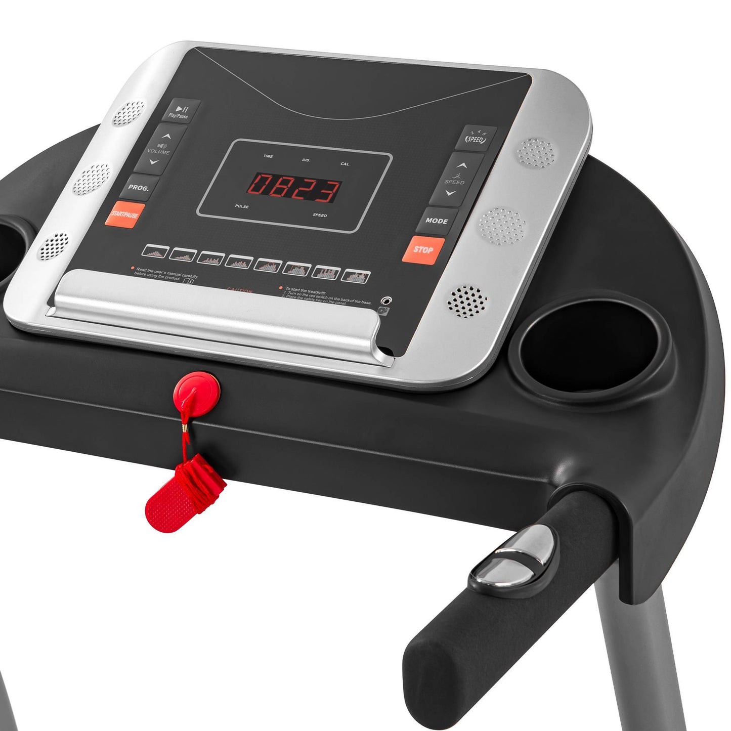 Compact 1.5HP folding treadmill with incline and pulse sensor.