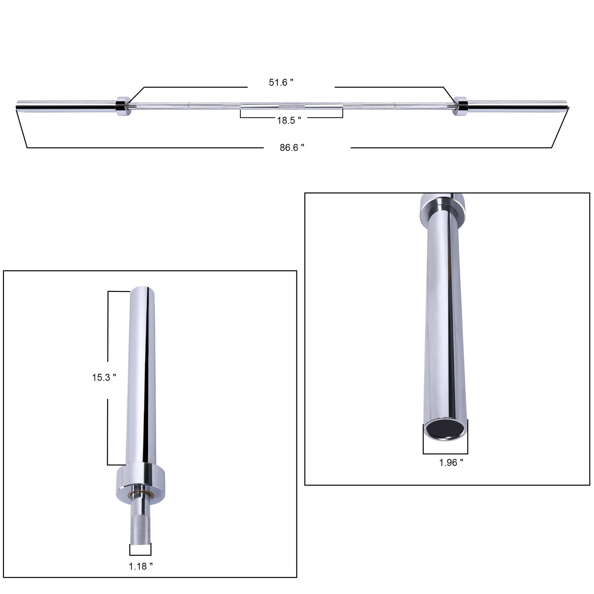 2 In. Olympic Weightlifting Barbell Weight Bar, 7 Ft., 700 Lb. Capacity