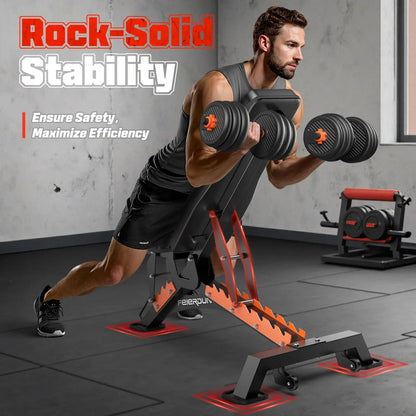 Heavy-Duty 9 Positions Adjustable Weight Bench Workout Bench with Extended Rear Support for Home Gym Full Body Strength Training,Support up to 1300Lbs