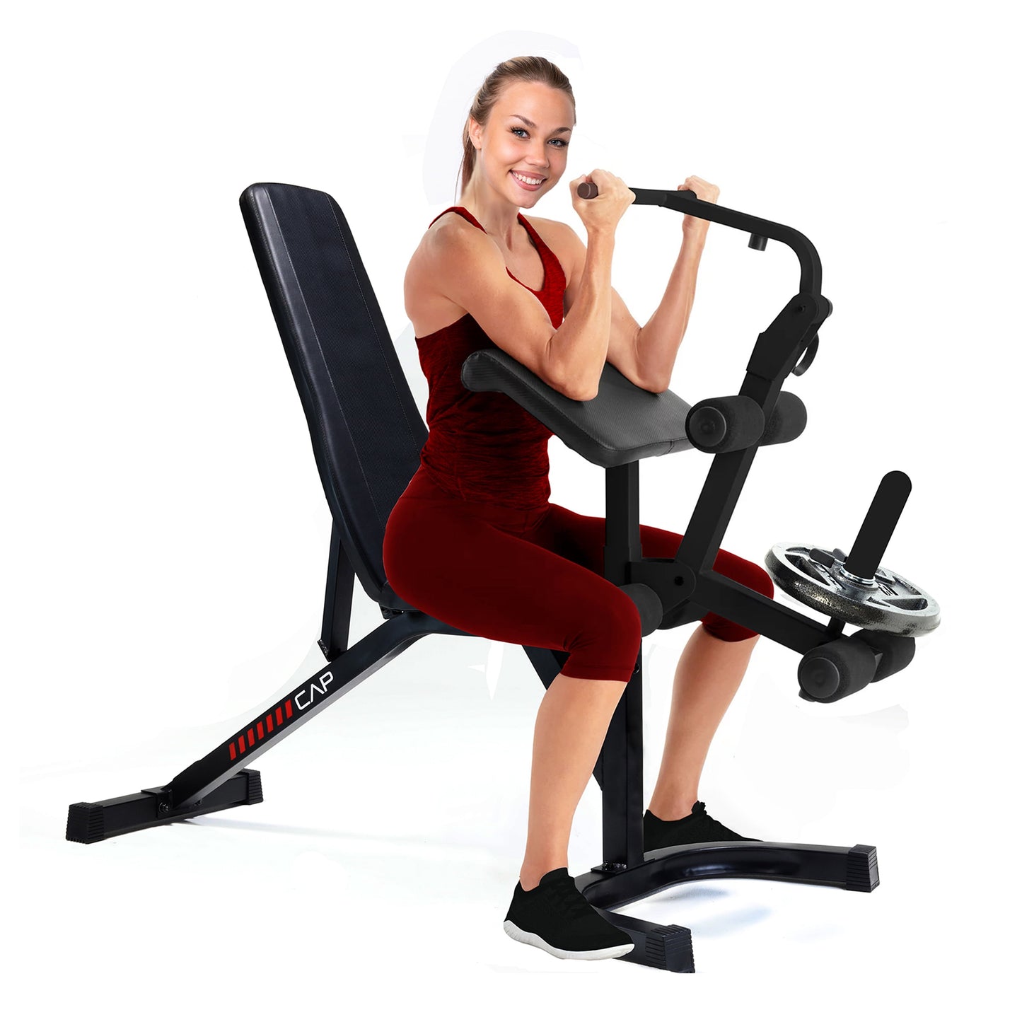 Deluxe Adjustable Utility Weight Bench with Preacher Curl and Leg Press Attachment