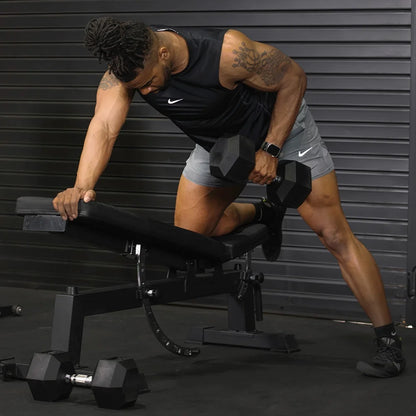 55 - 100 LB Pair Free Weights, Black Rubber Coated Hex Dumbbell, Ergonomic Chrome Handle, Strength Training, Full Body Workout