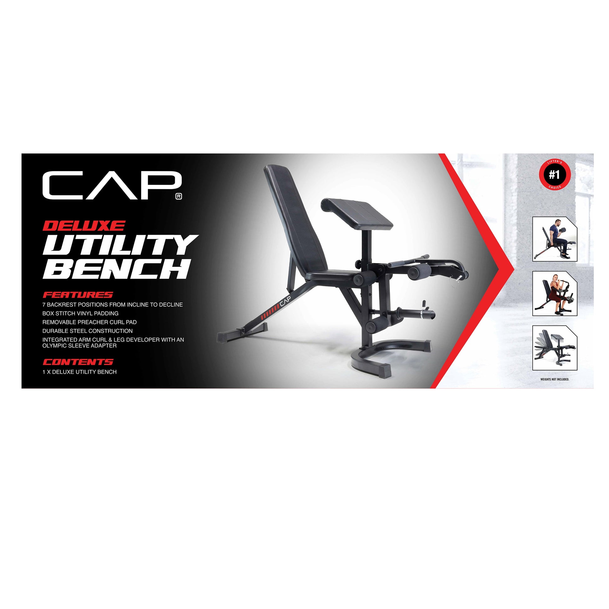 Deluxe Adjustable Utility Weight Bench with Preacher Curl and Leg Press Attachment