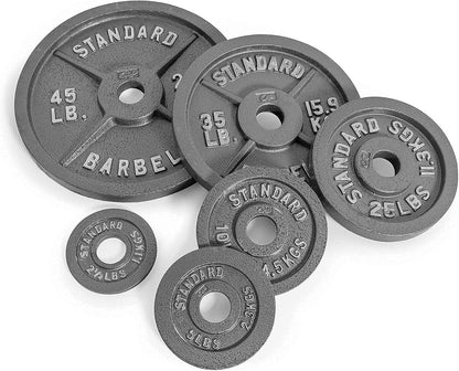 Traditional/Classic 2-Inch Hole Solid Cast Iron Olympic Barbell Weight Plates - Great for Strength Training, Weightlifting, Bodybuilding & Powerlifting, Multiple Choices Available
