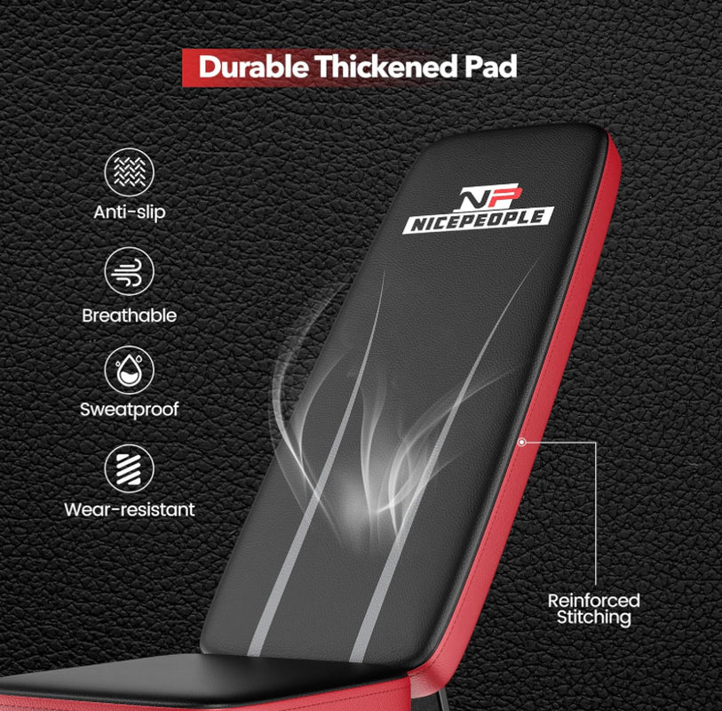 Basic Weight Bench for Home Gym, Foldable Workout Bench with 8 Backrests