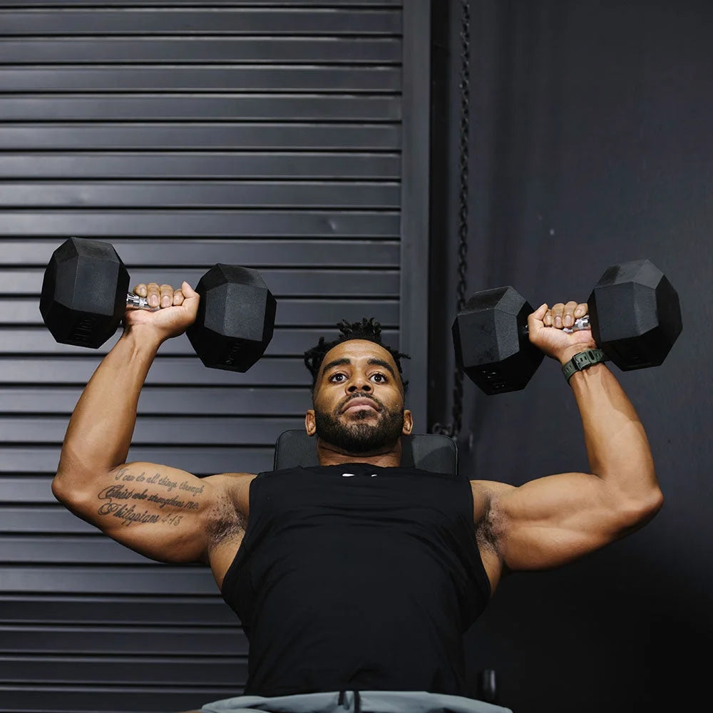 55 - 100 LB Pair Free Weights, Black Rubber Coated Hex Dumbbell, Ergonomic Chrome Handle, Strength Training, Full Body Workout