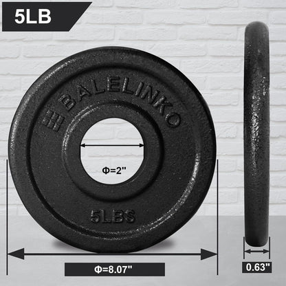 2-Inch Olympic Grip Plate Cast Iron Weight Plate for Strength Training, Weightlifting and Crossfit, Sold in Single or Pair - 2.5LB-45LB