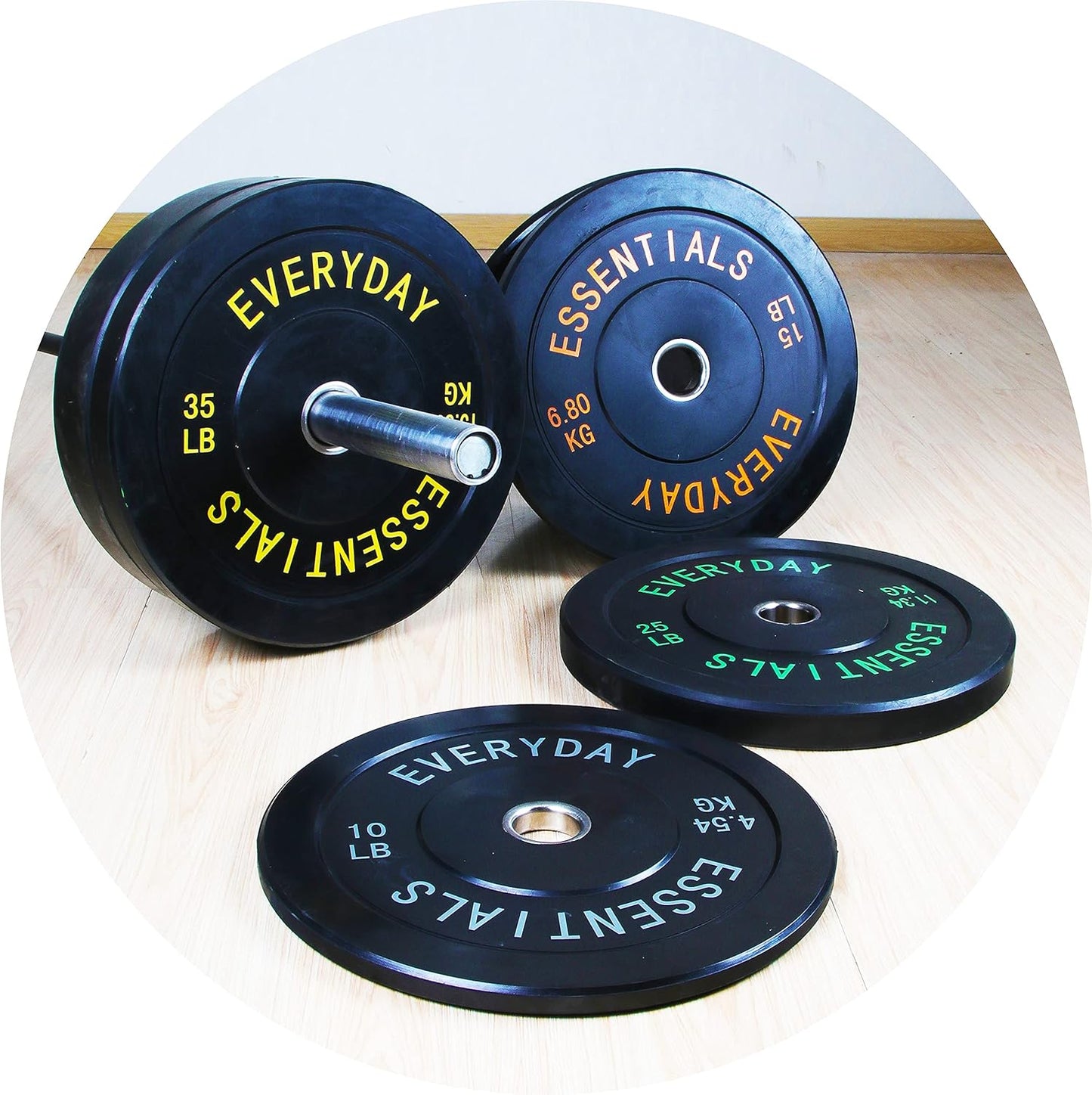 Olympic Barbell 2-Inch Rubber Bumper Plate Weight Set for Strength Training, Multiple Options