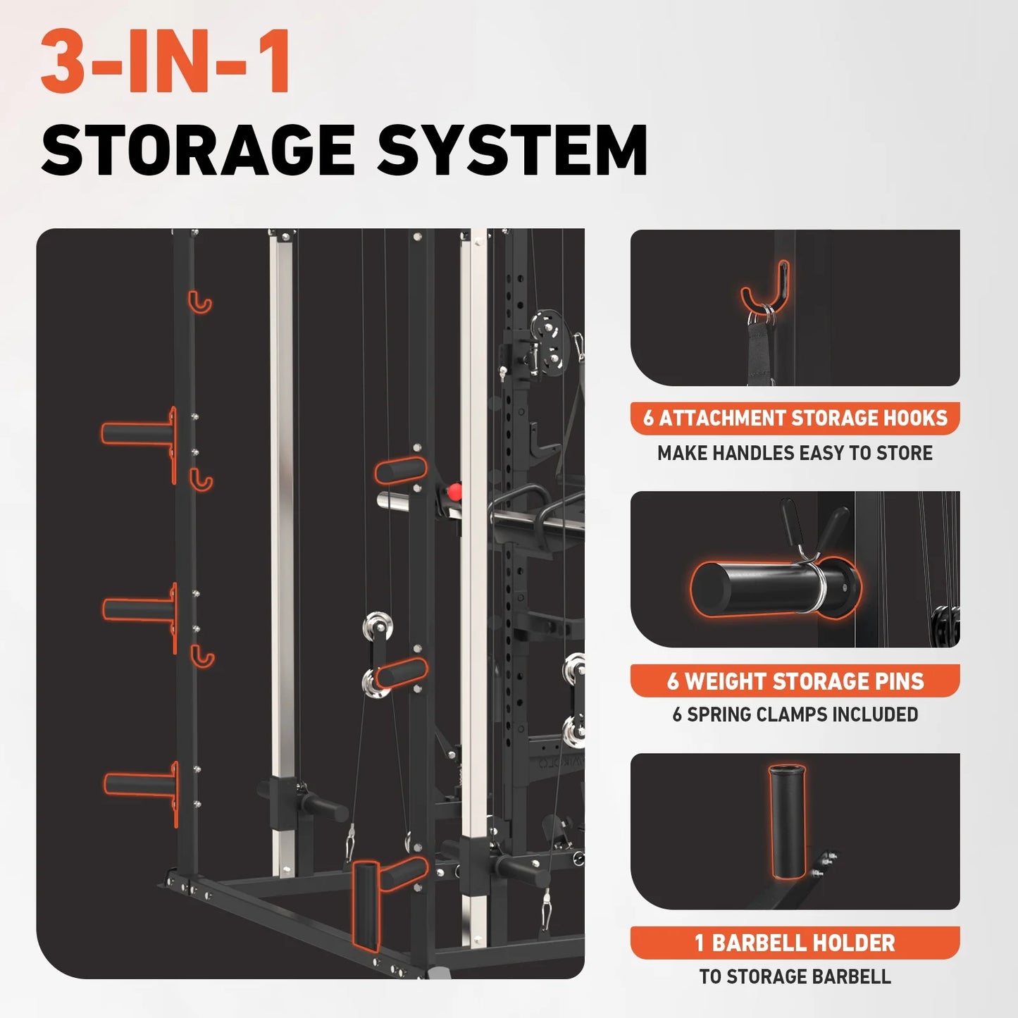 Smith Machine, All-In-One Power Rack Cage with Vertical Leg Press, 2000LBS Power Cage Squat Rack with Smith Bar, Dual Pulley Cable Crossover System for Home Gym with Barbell and Weight Bench