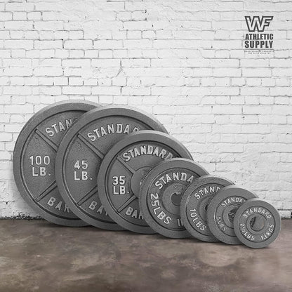 Traditional/Classic 2-Inch Hole Solid Cast Iron Olympic Barbell Weight Plates - Great for Strength Training, Weightlifting, Bodybuilding & Powerlifting, Multiple Choices Available