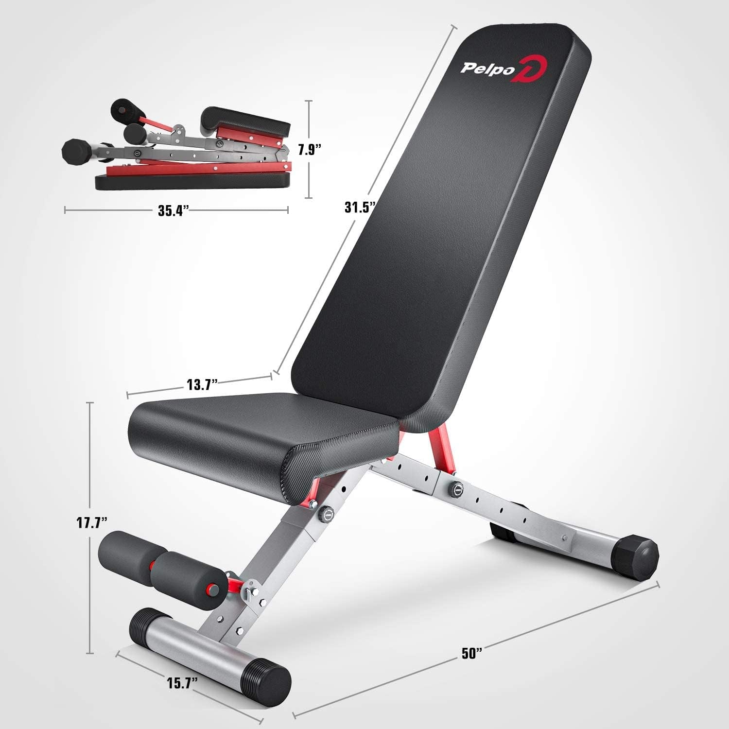 Adjustable Weight Bench, Folding Weight Lifting Bench, Workout Bench for Home, Incline/Decline Bench for Full Body Workout