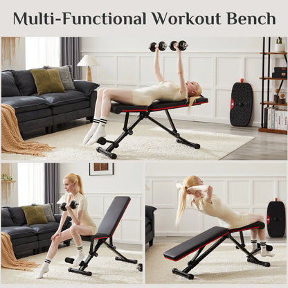 9 Positions Adjustable Weight Bench, Support up to 795Lbs, Foldable Weight Bench for Full Body, Home Gym Fitness Strength Training, Black